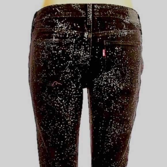 Levi's Black Silver Splatter Paint Jeans 535 SUPER SKINNY sz 30/30 - Picture 14 of 15